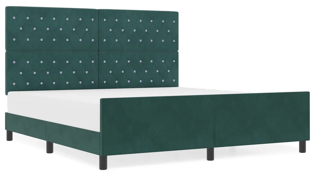 vidaXL Σκελετός Κρεβατιού Σκούρο πράσινο 180 x 200 cm Βελούδο