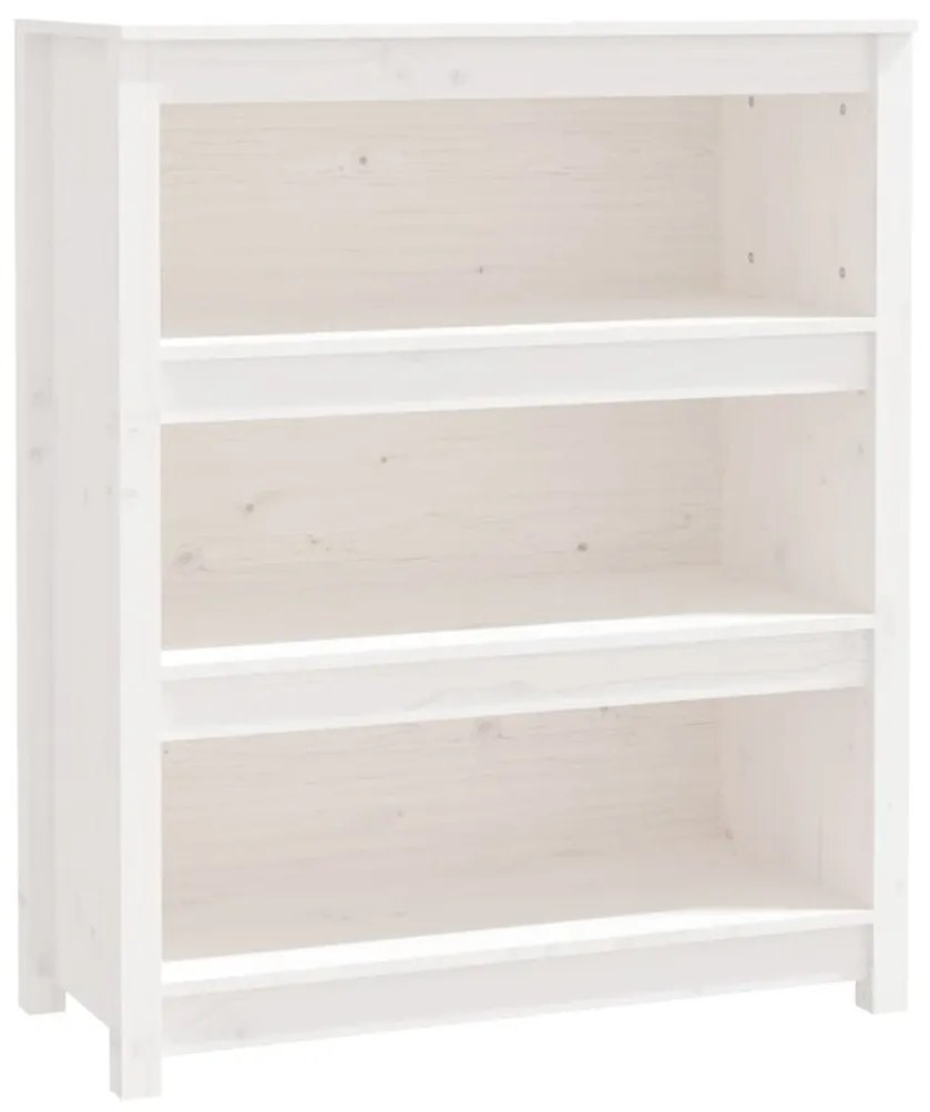 vidaXL Βιβλιοθήκη Λευκή 80 x 35 x 97 εκ. από Μασίφ Ξύλο Πεύκου
