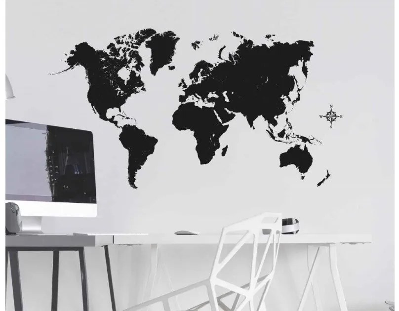 Αυτοκόλλητα Τοίχου Παγκόσμιος Χάρτης Black Map L 44214 Ango Dalber-44214-Μαύρο 44214