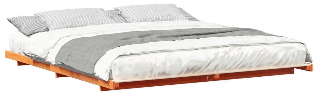 vidaXL Κρεβάτι δαπέδου Καφέ κεριού 200 x 200 cm Μασίφ ξύλο πεύκου