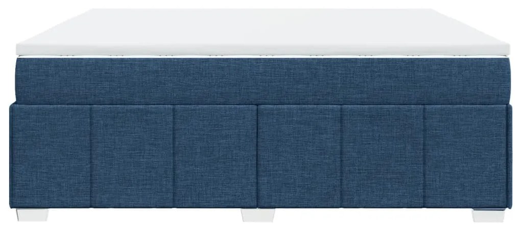 Κρεβάτι Boxspring με Στρώμα Μπλε 200x200 εκ. Υφασμάτινο - Μπλε