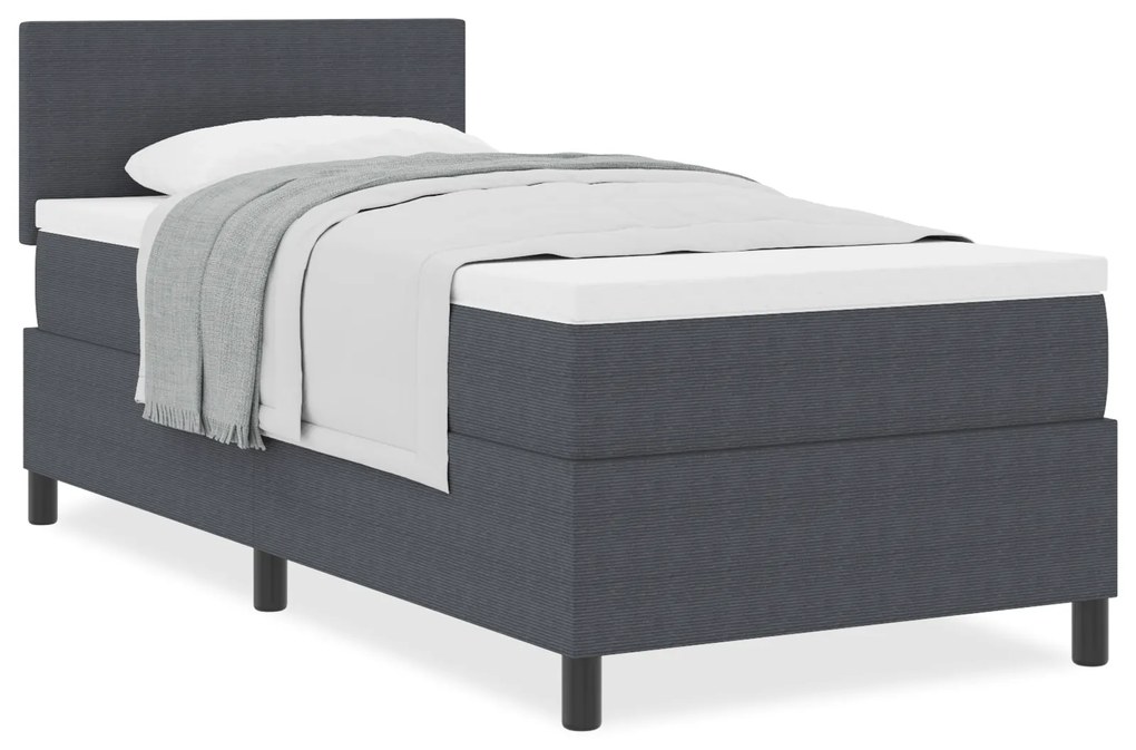 vidaXL Κρεβάτι Box Spring με Στρώμα Σκούρο Γκρι 100x200 εκ. Βελούδο