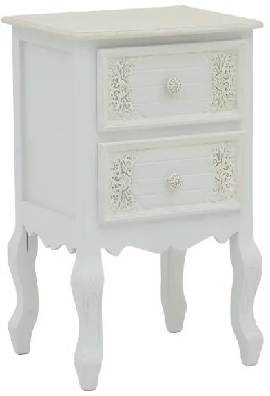 Κομοδίνο Pazlen Inart mdf σε λευκή αντικέ απόχρωση 40x45x65εκ 40x45x65 εκ.