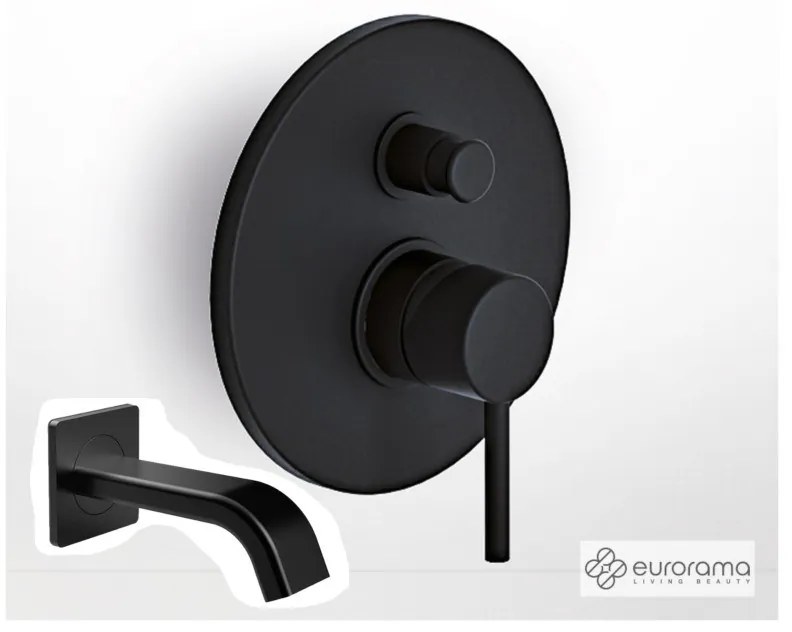 Eurorama TONDA Μίκτης εντοιχισμού 2 εξόδων με εκτροπέα &amp; Στόμιο επίτοιχο 14,2cm Φ31mm Black Matt