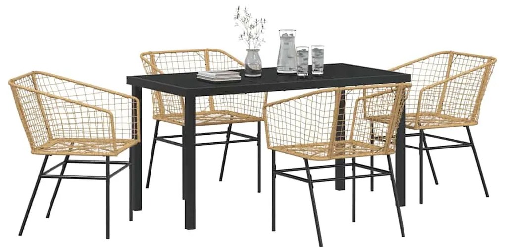 vidaXL Σέτ φαγητού για κήπο 5 pcs Καφέ συνθετικό ρατάν