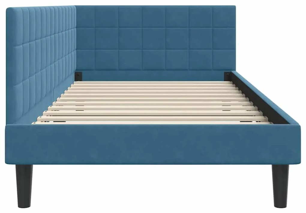 vidaXL Κρεβάτι Γωνίας με κεφαλάρι Μπλε 100 εκ x 200 εκ Βελούδο