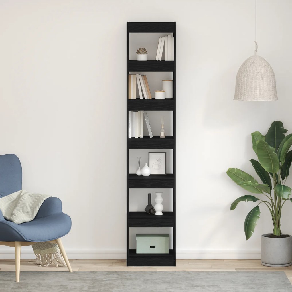 vidaXL Βιβλιοθήκη Μαύρης Δρυός 40x30x198 εκ, Κατασκευασμένη από Επεξεργασμένο Ξύλο