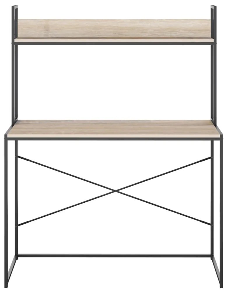 Γραφείο Υπολογιστή Μαύρο/Δρυς 110 x 60 x 138 εκ. Επεξ. Ξύλο - Καφέ