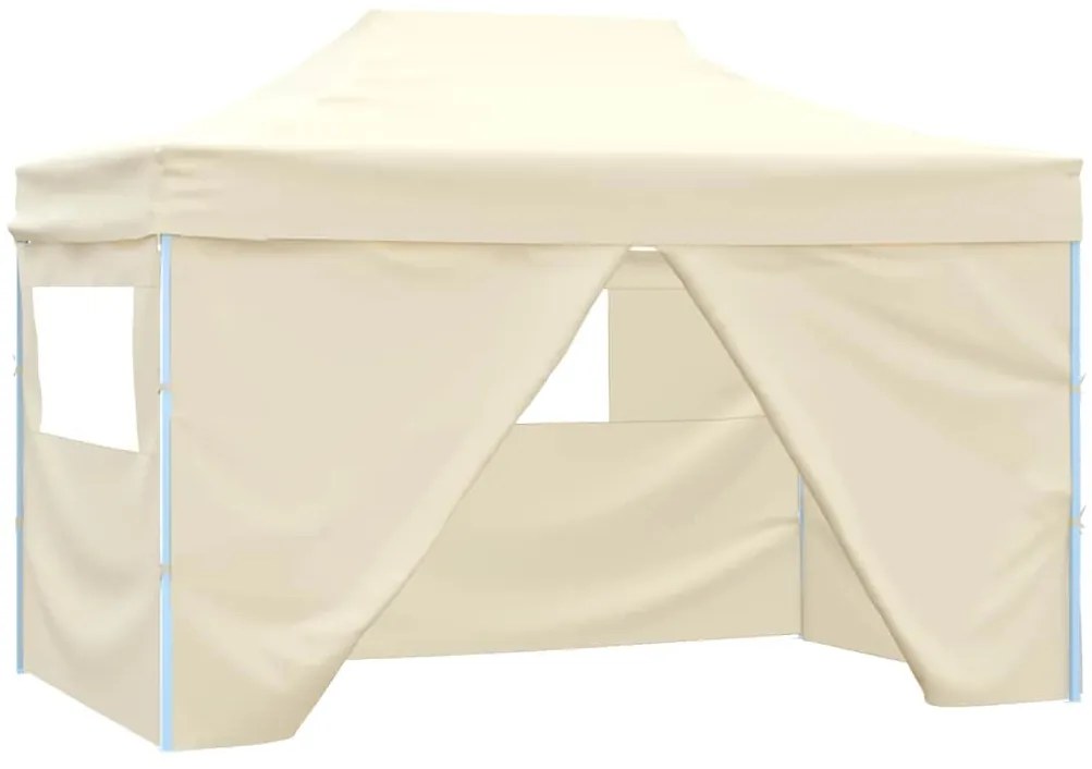 vidaXL Τέντα Εκδηλώσεων με 4 Τοιχώματα Πτυσσόμενη Pop-Up Κρεμ 3x4,5 μ.
