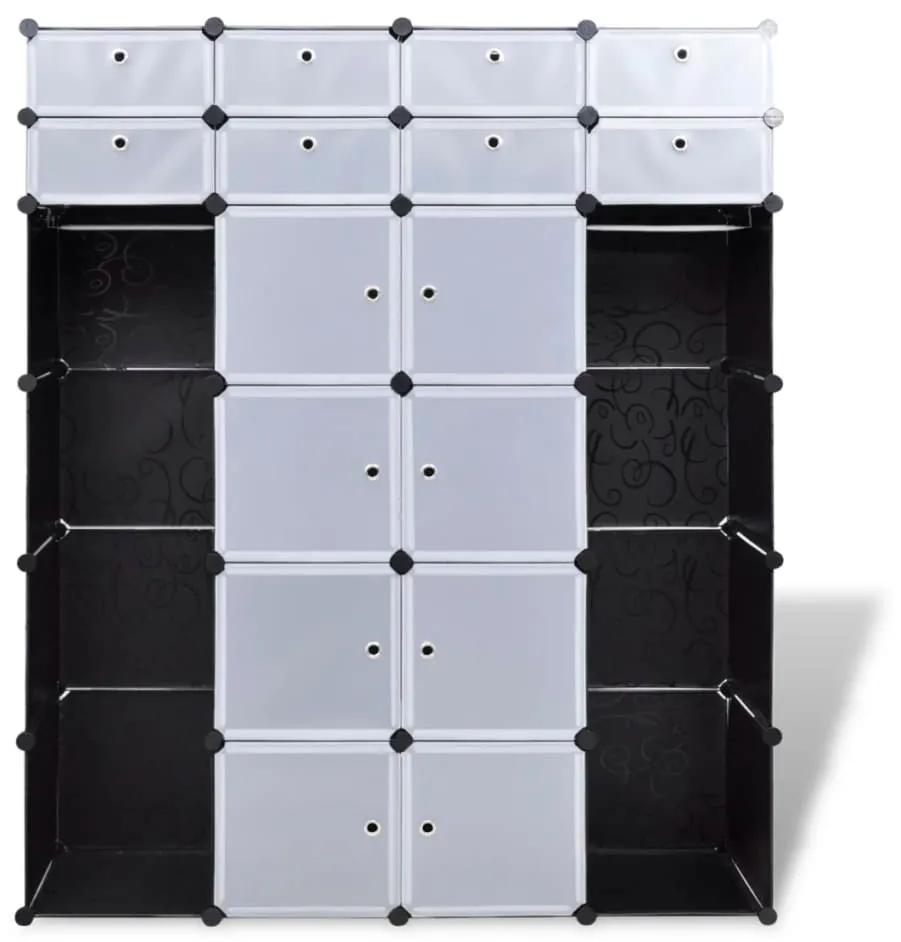 Ντουλάπα Σπονδυλωτή 18 Τμήματα Ασπρόμαυρη 37 x 146 x 180,5 εκ - Μαύρο