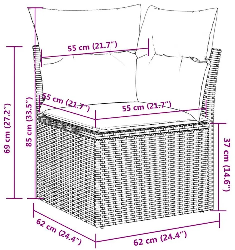 vidaXL Σετ Καναπέ Κήπου 3 Τεμαχίων Μαύρο Συνθετικό Ρατάν με Μαξιλάρια