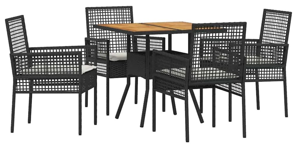 vidaXL Σέτ φαγητού για κήπο 5 pcs Μαύρο συνθετικό ρατάν