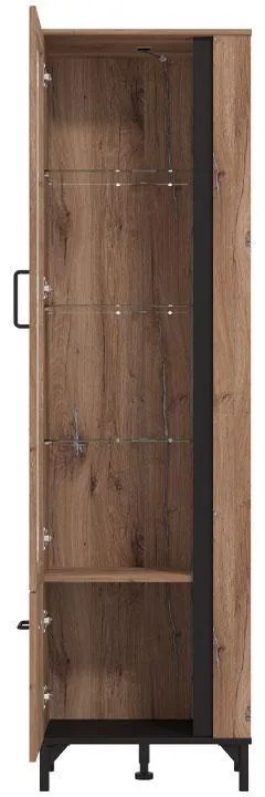 Βιτρίνα Corsica 1K VS1 Flagstaff Oak - Μαύρο 54,5x35x193 εκ. 54.5x35x193 εκ.