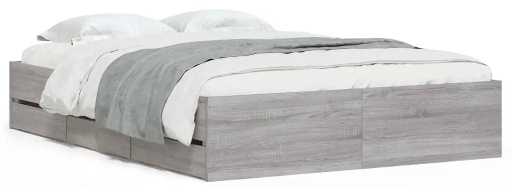 vidaXL Πλαίσιο Κρεβατιού με συρτάρια Γκρι sonoma 120x200εκ. Επεξ. Ξύλο