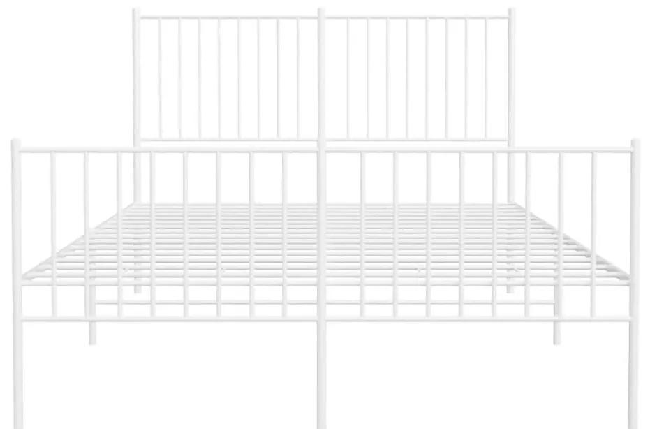 Πλαίσιο Κρεβατιού με Κεφαλάρι&amp;Ποδαρικό Λευκό 135x190εκ. Μέταλλο - Λευκό