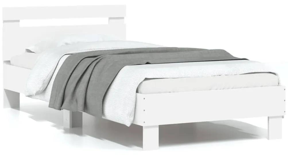 Πλαίσιο Κρεβατιού με Κεφαλάρι Λευκό 90x200 εκ. Επεξεργ. Ξύλο - Λευκό