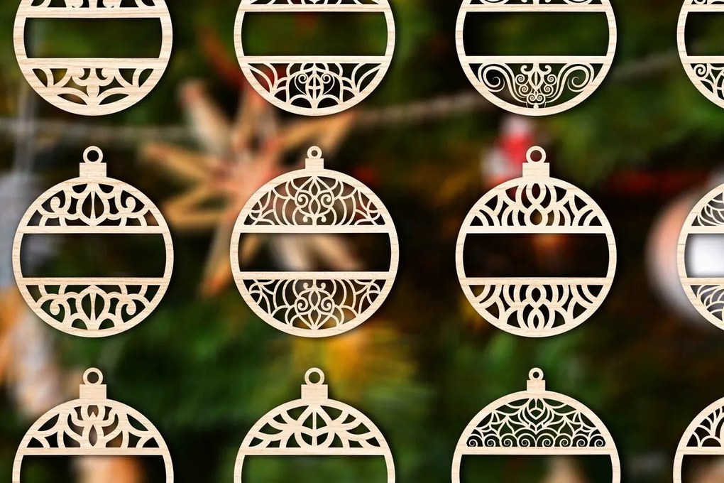 Σετ των 3 Intra απο ξύλο plywood 3mm-4mm πάχος Δέσμη Χριστουγεννιάτικου Στολίδι με 1 Δίασταση 8x8 cm INTRAFABR-76821284