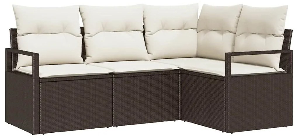 vidaXL Σετ Καναπέ Κήπου 4 pcs Καφέ Πολυ ράταν