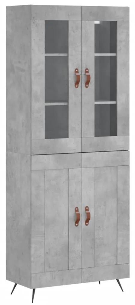 Ντουλάπι Γκρι Σκυροδέματος 69,5x34x180 εκ. Επεξεργασμένο Ξύλο - Γκρι