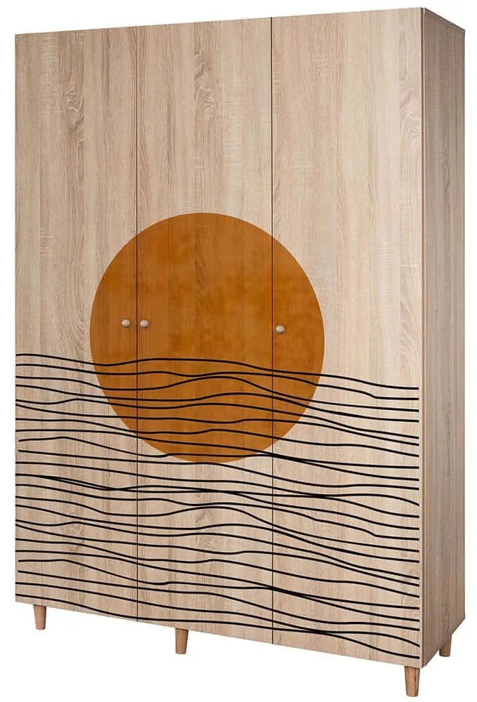 Ντουλάπα Τρίφυλλη Lena 869VEL8664 135x52x192cm Multi Three Door