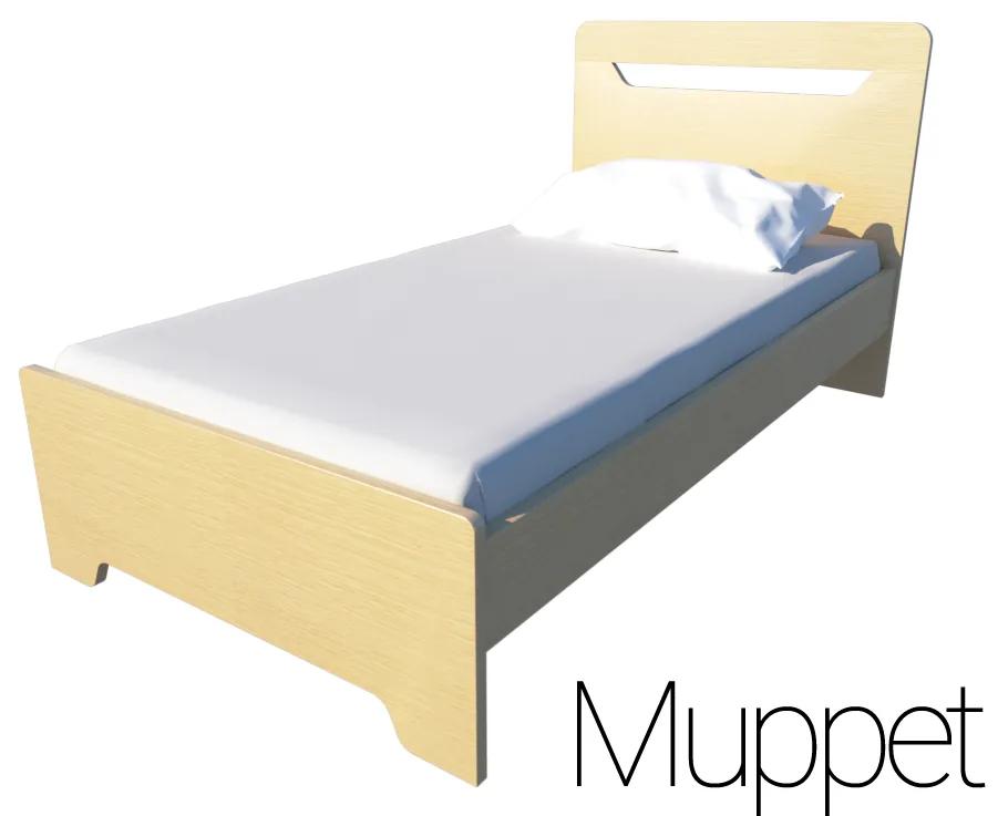 Παιδικό Ημίδιπλο 110x190 Κρεβάτι Irven Muppet Χρώμα Δρυς