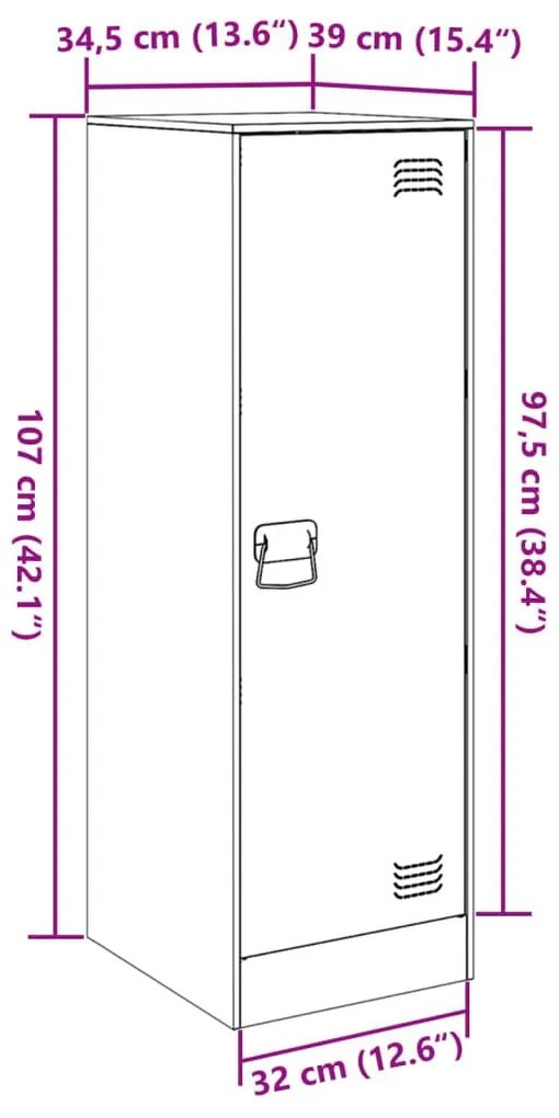 Ντουλάπι Ροζ 34,5x39x107 εκ. από Ατσάλι - Ροζ