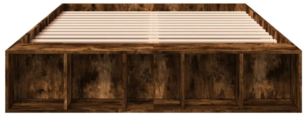 vidaXL Πλαίσιο Κρεβατιού Καπνιστή Δρυς 140x200 εκ. Επεξεργασμένο Ξύλο
