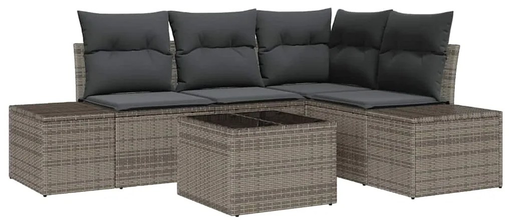 vidaXL Σετ Καναπέ Κήπου 5 pcs Γκρι Πολυ ράταν
