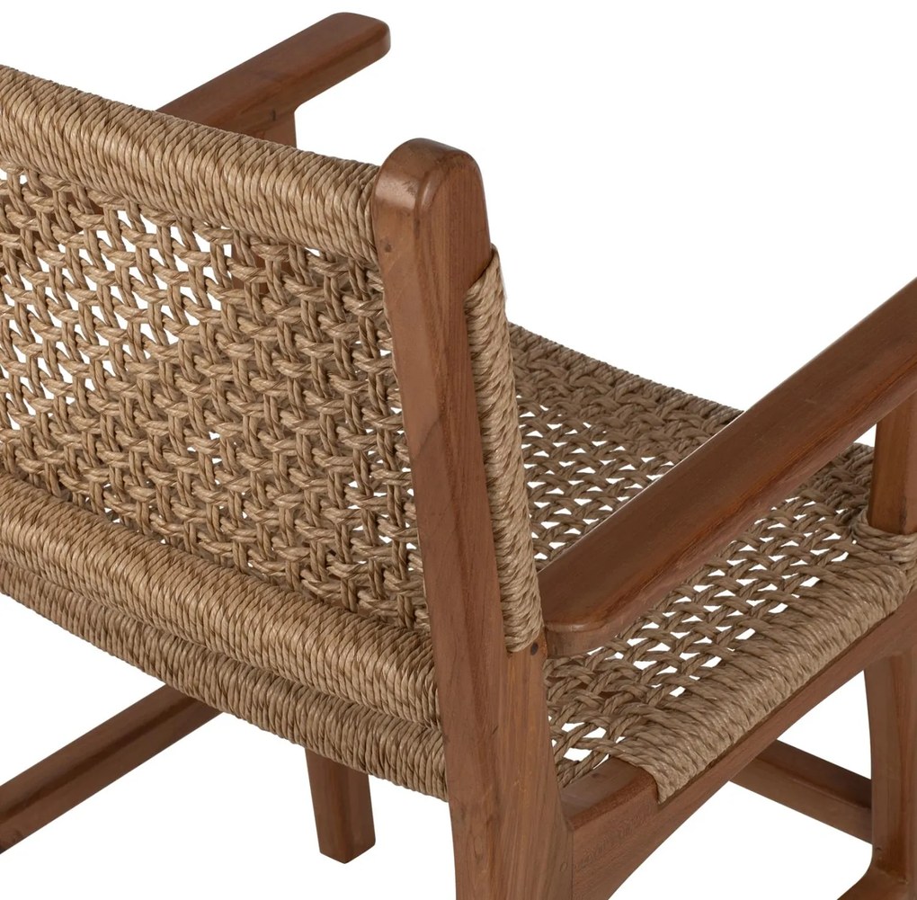 Καρέκλα-Πολυθρόνα C9385.01 Μασίφ Ξύλο Teak Rattan και Σχοινί 54x58x88Υεκ. 54x58x88 εκ.