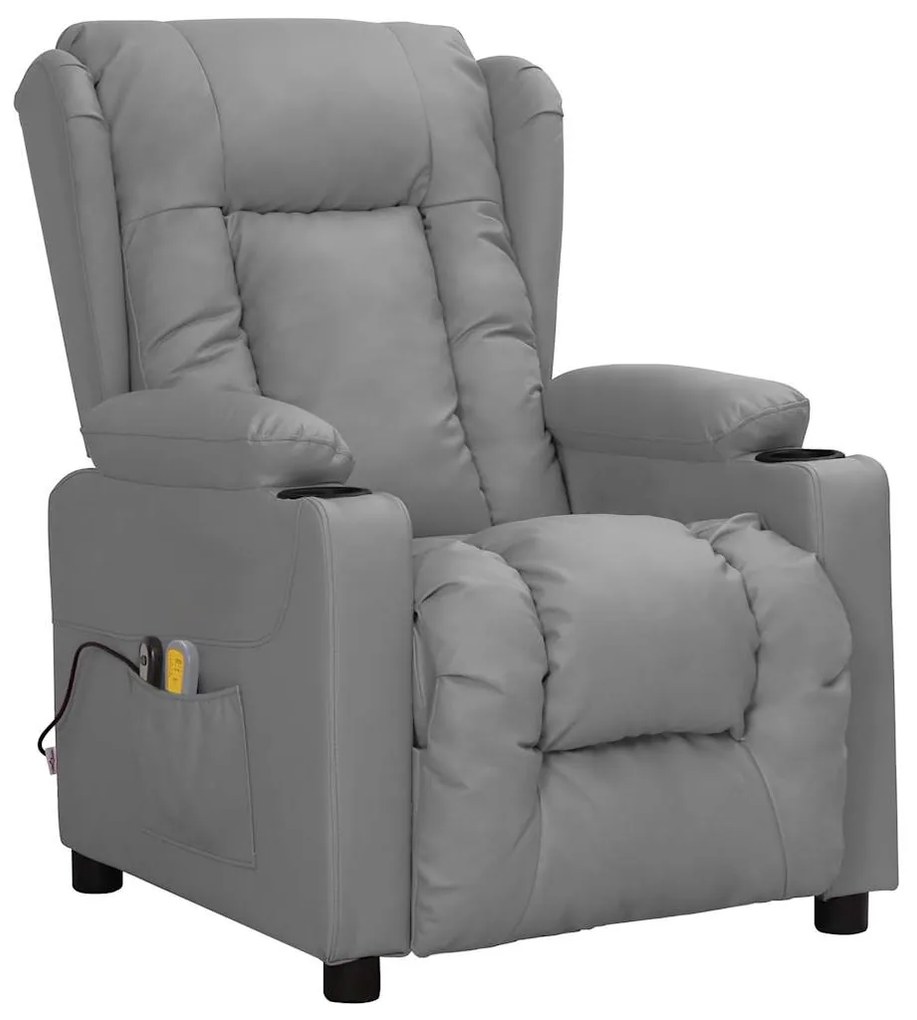 vidaXL Πολυθρόνα Μασάζ Ηλεκτρική Γκρι από Συνθετικό Δέρμα