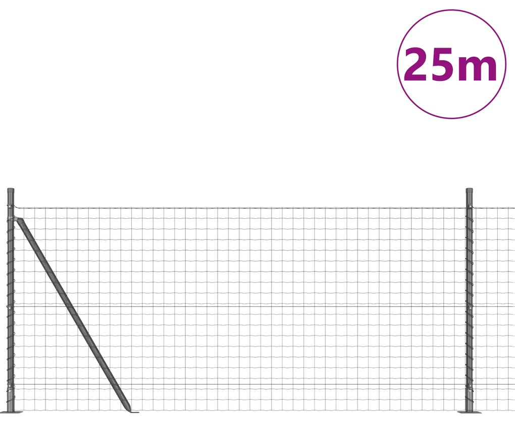 vidaXL Euro Fence με 13 Φλάντζες 0.8x25 μ Γαλβανισμένος χάλυβας
