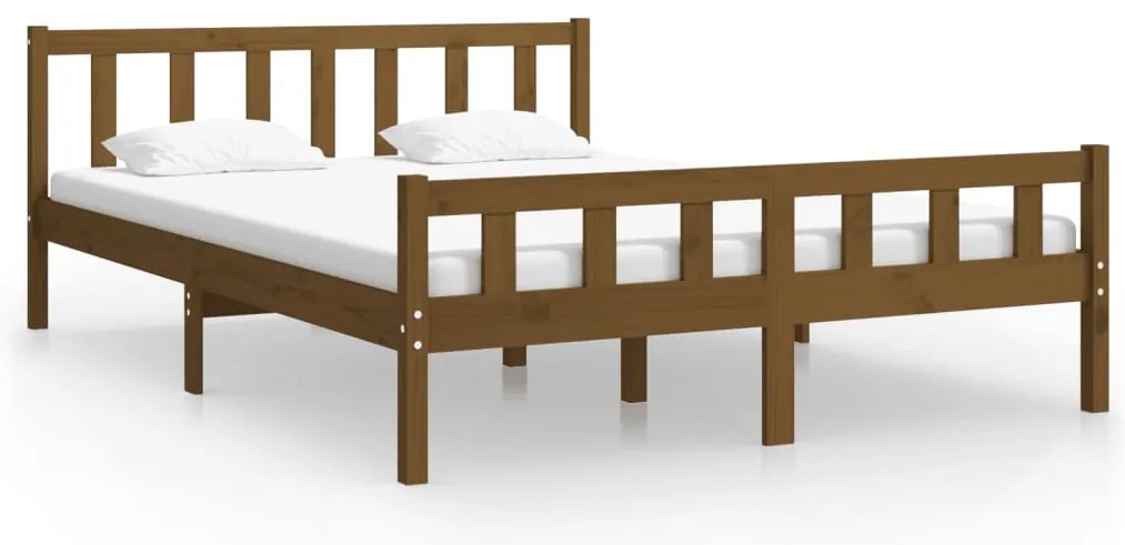vidaXL Πλαίσιο Κρεβατιού Μελί 150 x 200 εκ. Μασίφ Ξύλο King Size