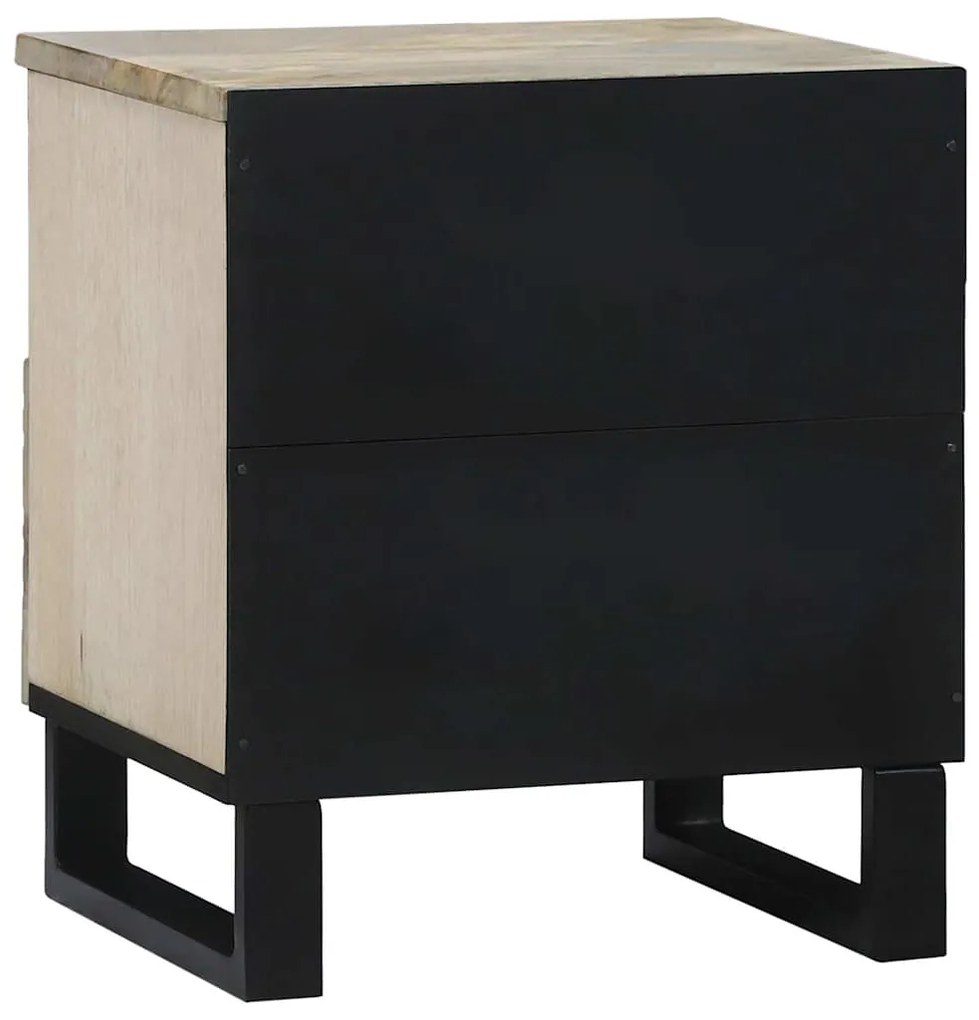 vidaXL Κομοδίνο Λευκό και μαύρο 40 x 33 x 46 εκ. Μασίφ ξύλο μάνγκο