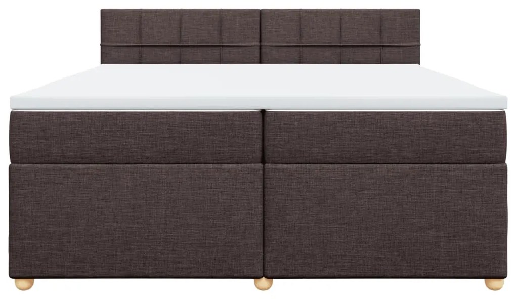 vidaXL Κρεβάτι Boxspring με Στρώμα Σκούρο Καφέ 200x200 εκ. Υφασμάτινο