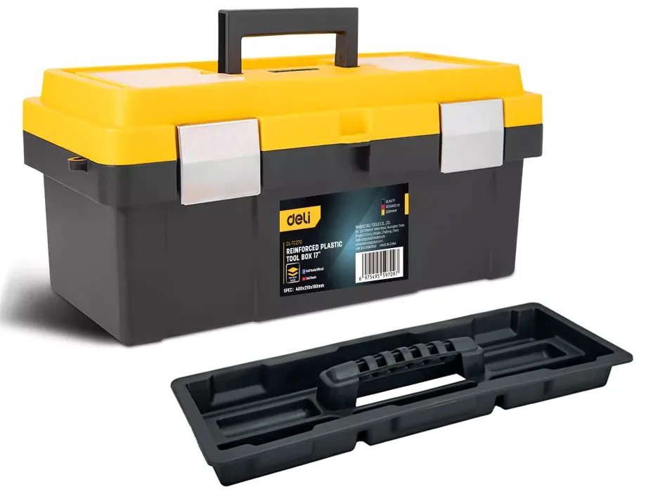 DELI εργαλειοθήκη DL-TC270, πλαστική, 40x21x19cm, μαύρη