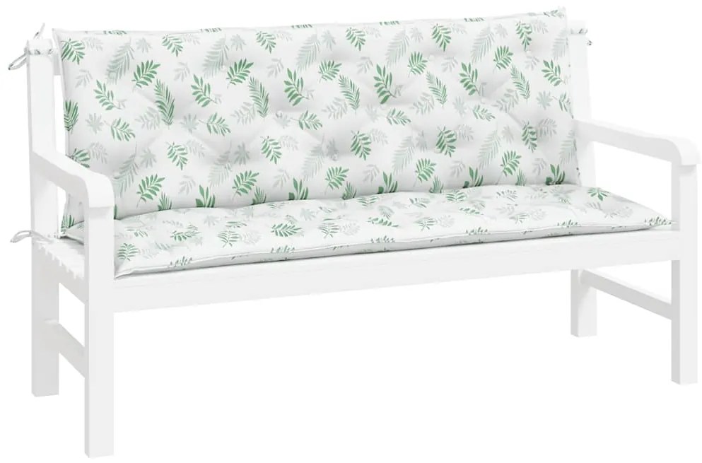 vidaXL Μαξιλάρια Πάγκου Κήπου 2 τεμ. Σχέδιο Φύλλων 150x50x7 εκ. Ύφασμα