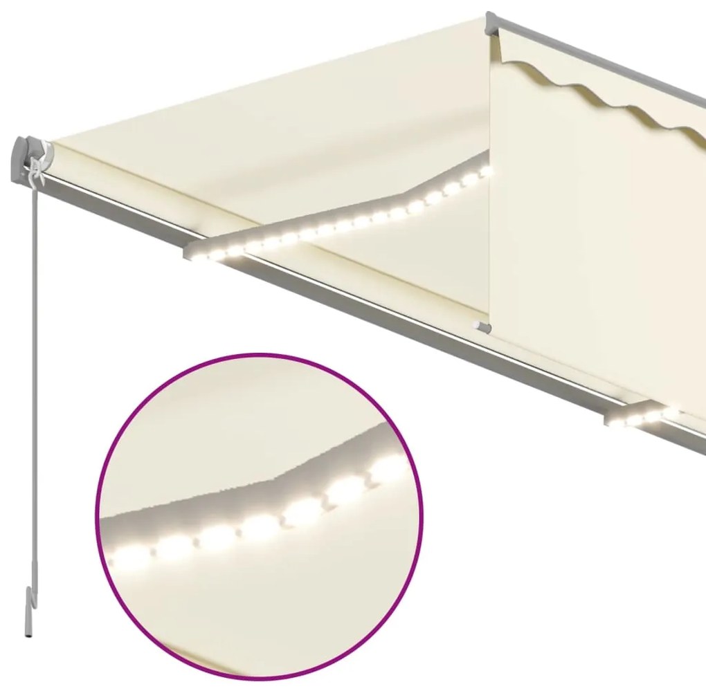 vidaXL Τέντα Αυτόματη με Σκίαστρο/LED/Αισθητήρα Ανέμου Κρεμ 4x3 μ.
