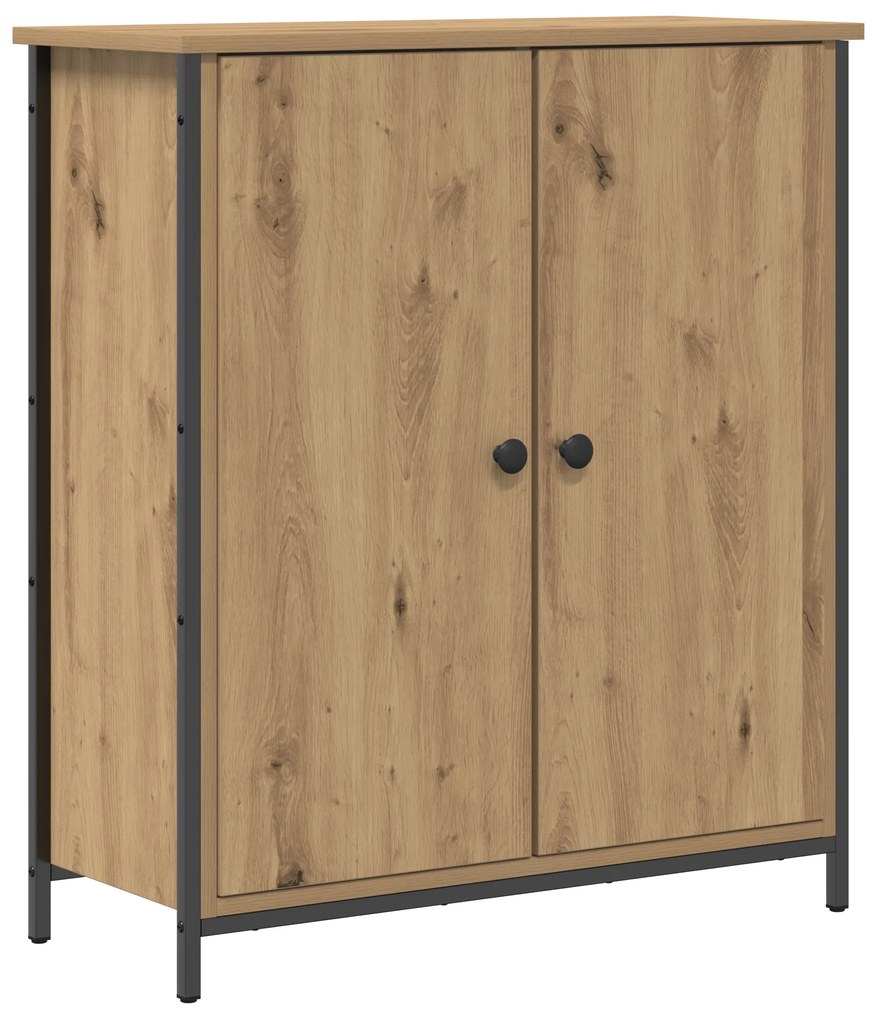 vidaXL Μπουφές Μασίφ Ξύλο Δρυός 70x30x80 εκ. Μοριοσανίδα και Μέταλλο