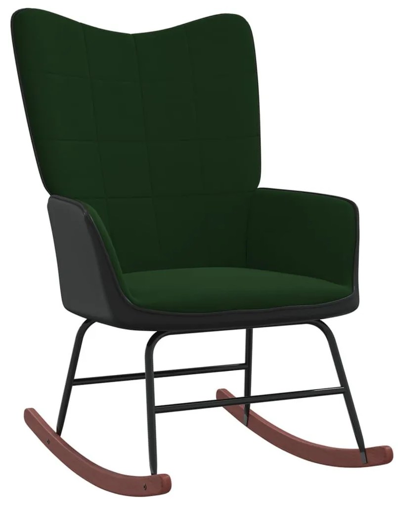 Πολυθρόνα Κουνιστή Σκούρο Πράσινο από Βελούδο και PVC - Πράσινο
