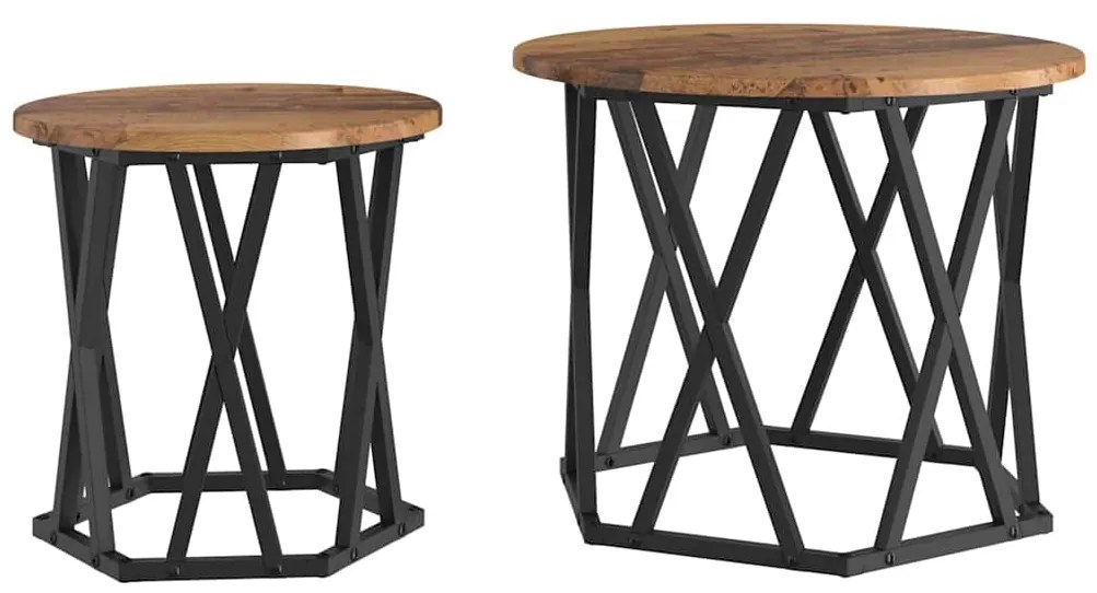 vidaXL Τραπεζάκι Πλευράς 2 pcs Ανακυκλωμένο ξύλο 50 x 50 x 40 cm