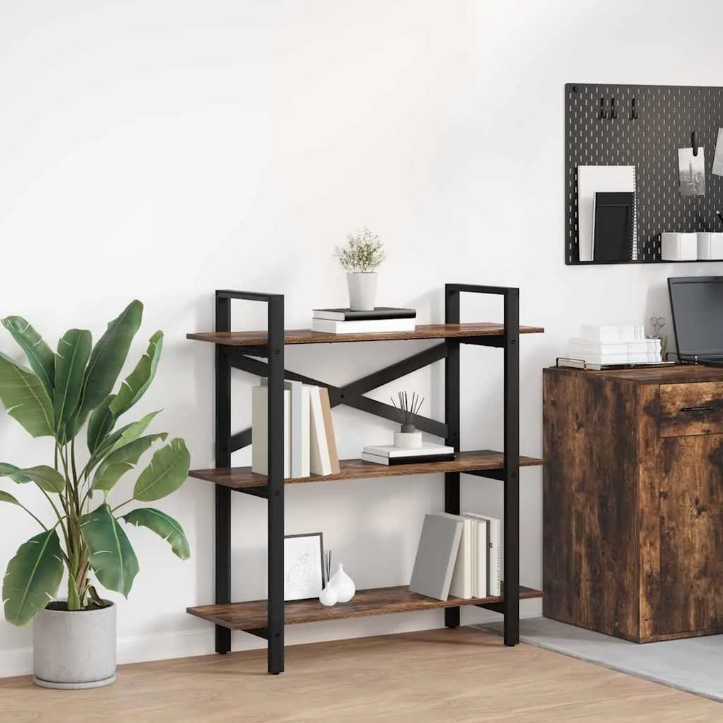 Ράφι Βιβλίων Καπνιστό Δρύς 100 x 33,5 x 102 εκ