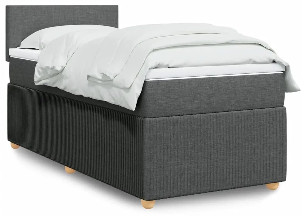 vidaXL Κρεβάτι Boxspring με Στρώμα Σκούρο Γκρι 100x200 εκ. Υφασμάτινο