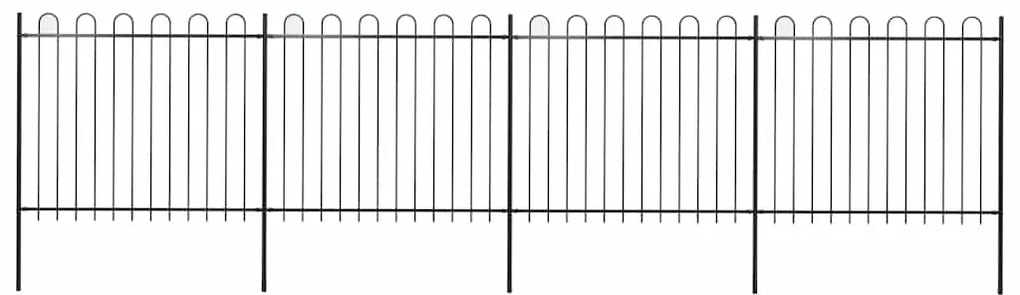 vidaXL Φράχτης Κήπου με Κορυφή από Ατσάλι 714,5 x 150 εκ. Μαύρος