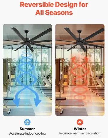 VEVOR 213 cm Aluminum Ceiling Fan Without Light Remote Control DC Motor Black