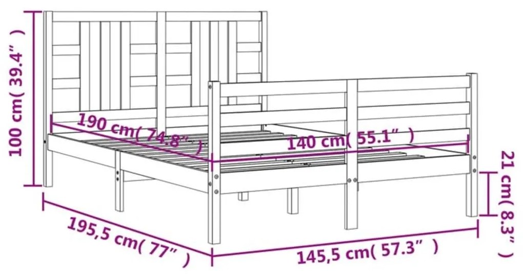 Σκελετός Κρεβ. Χωρίς Στρώμα Λευκό 140x190 εκ Μασίφ Πεύκο - Λευκό