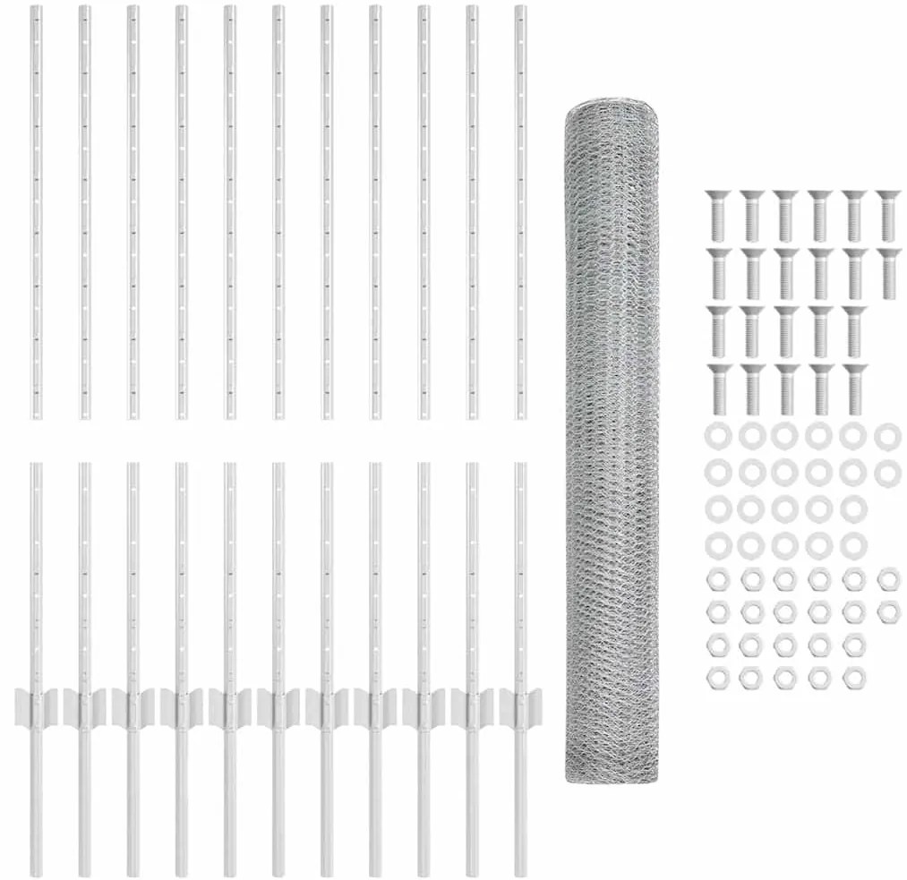 vidaXL Φράχτης με Στήλες. Ασημί 1 x 25 m Ατσάλι