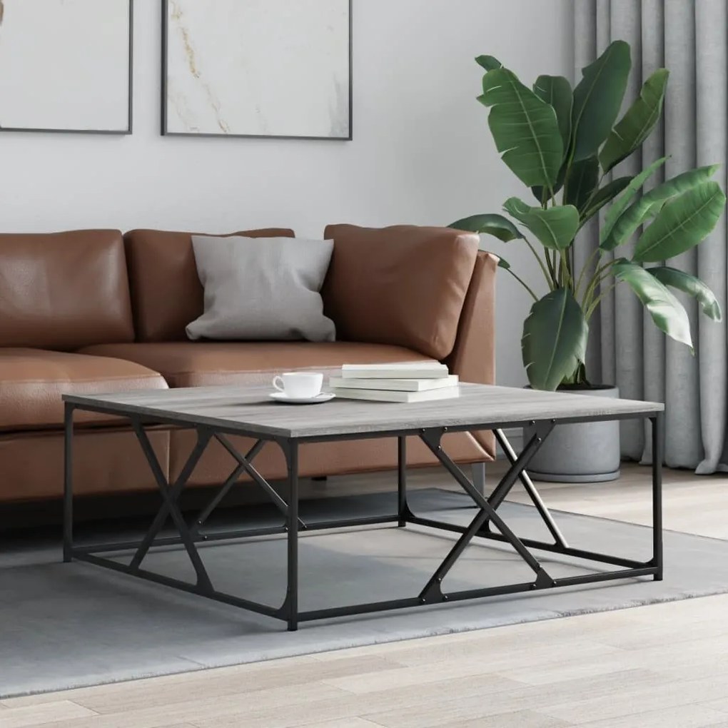 vidaXL Τραπεζάκι Σαλονιού Γκρι Sonoma 100x100x40 εκ Επεξεργασμένο Ξύλο