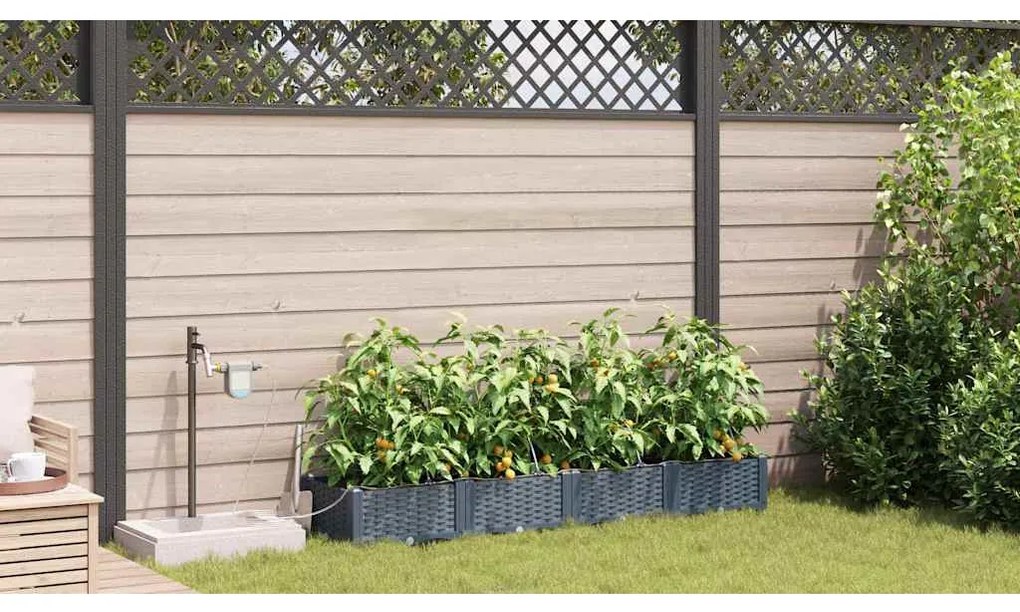 vidaXL Ζαρντινιέρες κήπου Ανοιχτό γκρι 160 x 40 x 22 cm Ατσάλι