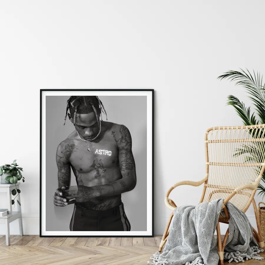 Πόστερ &amp; Κάδρο Travis Scott PRT033 22x31cm Μαύρο Ξύλινο Κάδρο (με πόστερ)