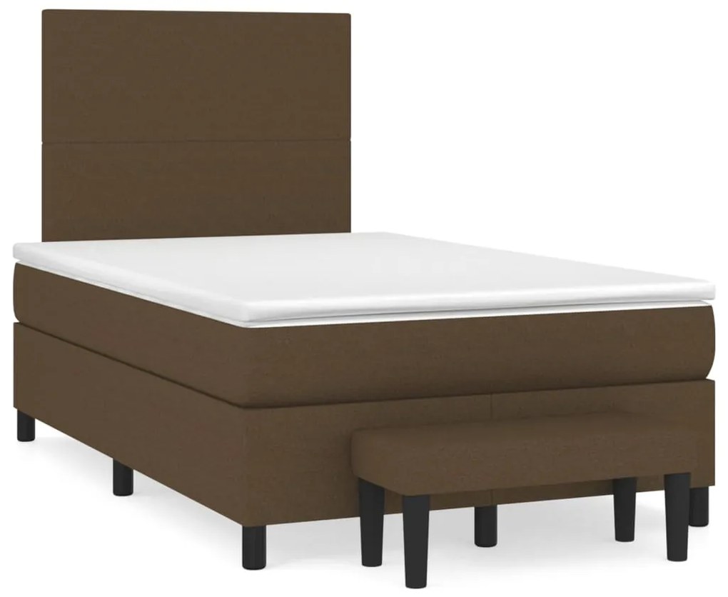 vidaXL Κρεβάτι Boxspring με Στρώμα Σκούρο Καφέ 120x200 εκ. Υφασμάτινο